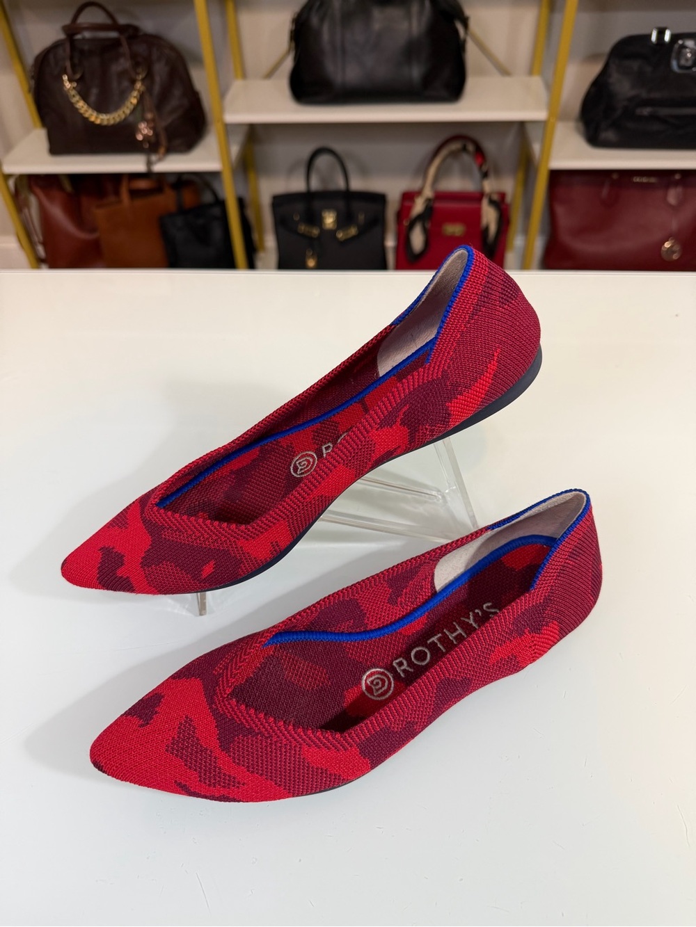 Rothy's Women's Red Camouflage Pointed Knit Flats Size 7